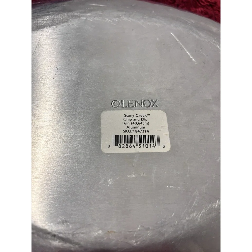 Lenox Stony Creek Aluminum Chip Tray 15x11.5 Silver Tone All Occasion Pebbled